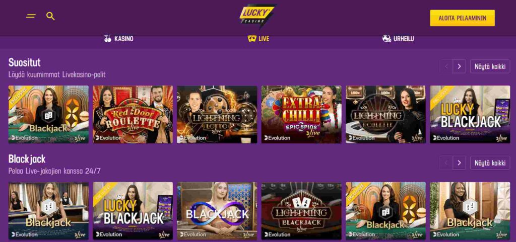 Lucky Casinon livepelit