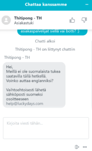 Lucky Days Casinon asiakaspalvelu