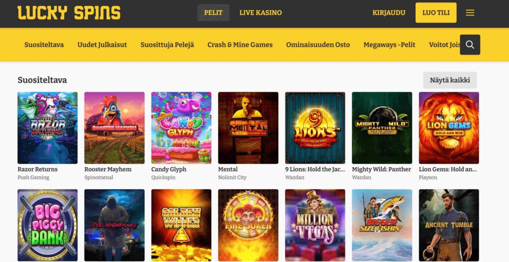 Lucky Spins Casino ulkoasu