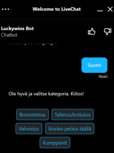 Lucky Winsin asiakaspalvelu