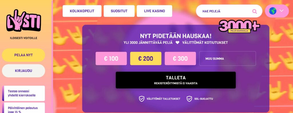 Lysti Casino etusivu