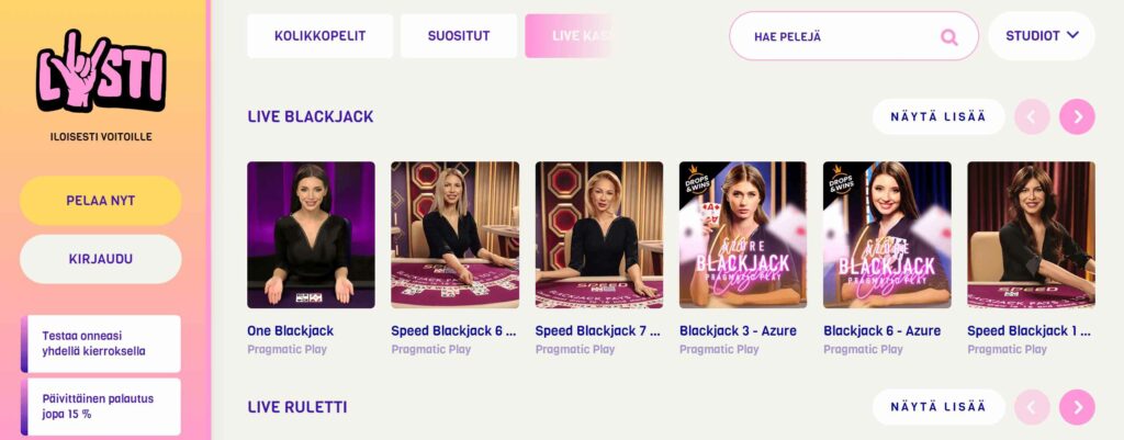 Lysti Casino live