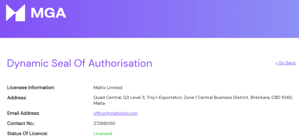 Malina Casino lisenssi