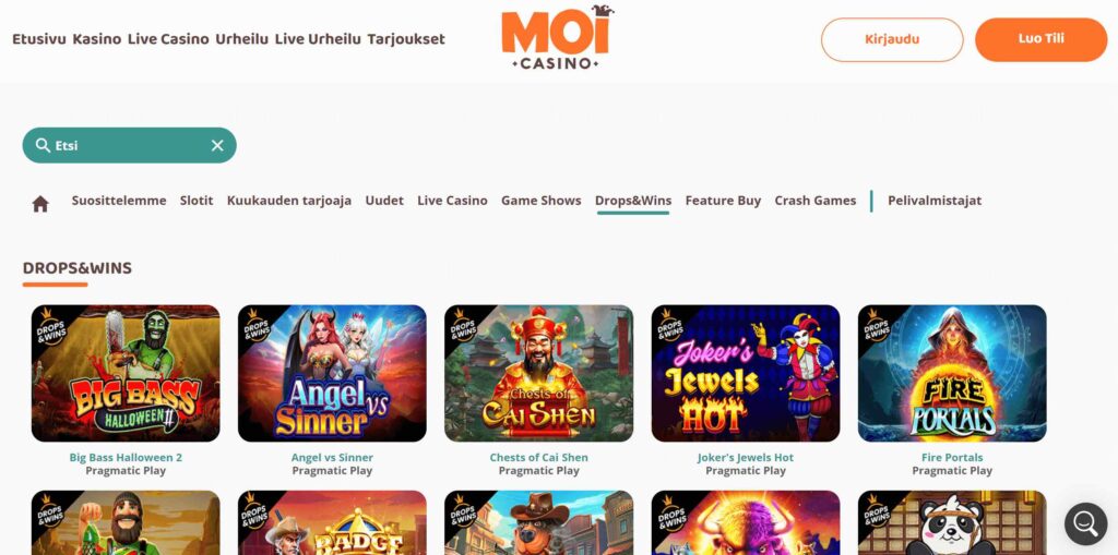 MoiCasino ulkoasu