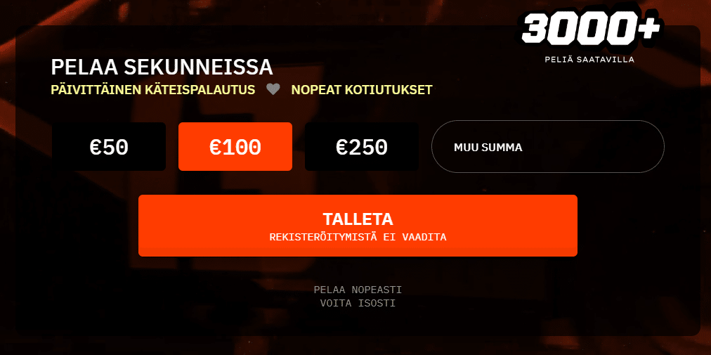 nopein päivittäinen käteispalautus