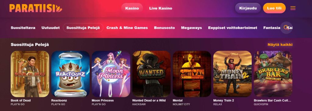 Paratiisi Kasino pelit