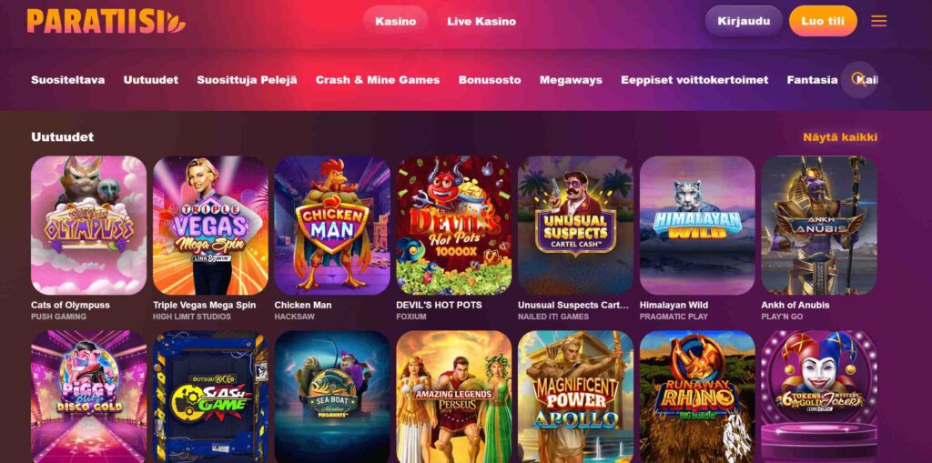 Paratiisi Kasino ulkoasu