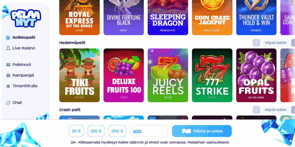 Pelaa nyt kasino ulkoasu