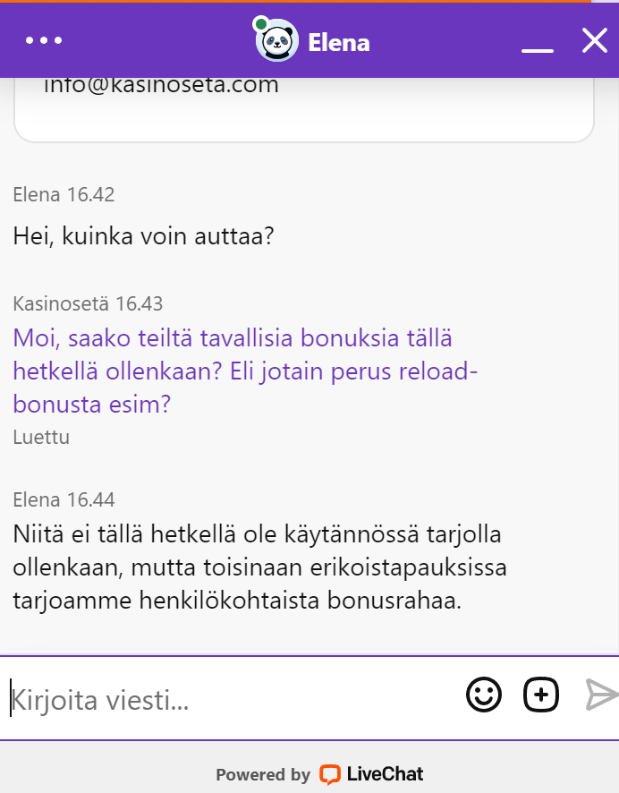 Pelikaani Kasino asiakastuki