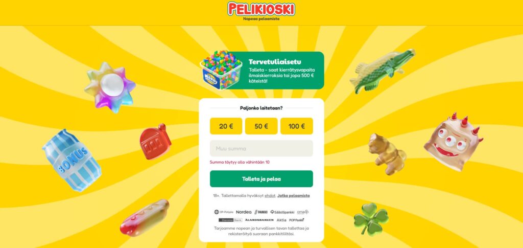pelikioski kasino ulkoasu