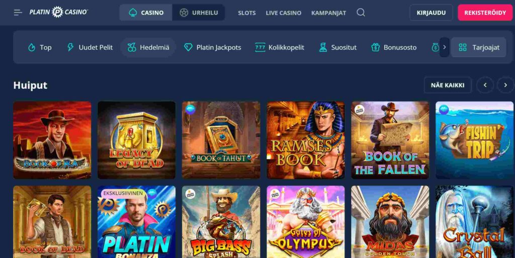 Platin Casino ulkoasu
