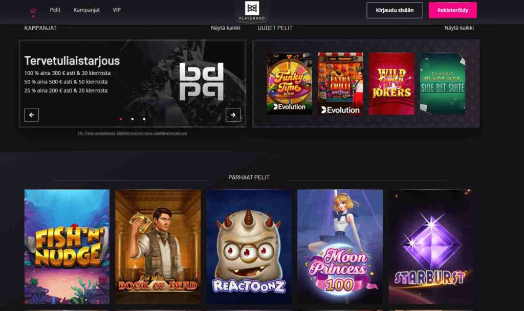 Playgrand Casinon ulkoasu