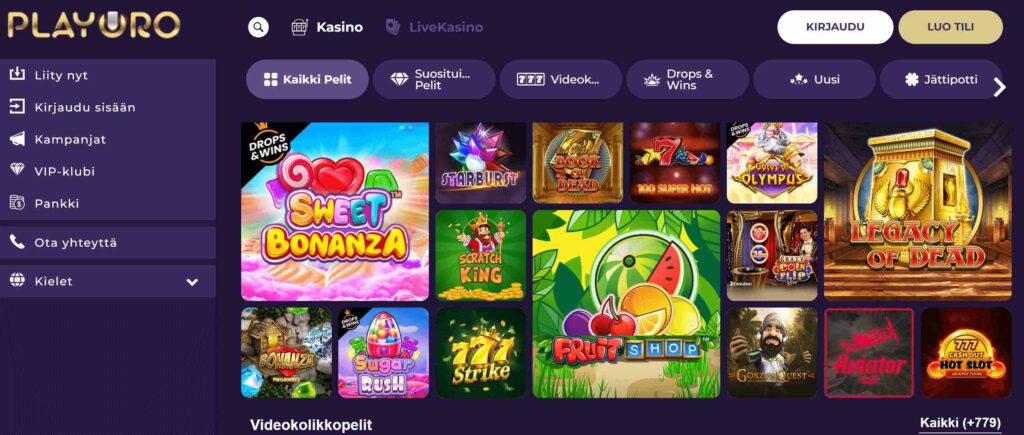 Playoro Casino pelit