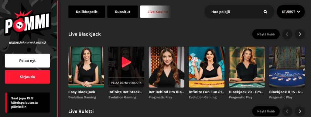 Pommi Casino livekasino