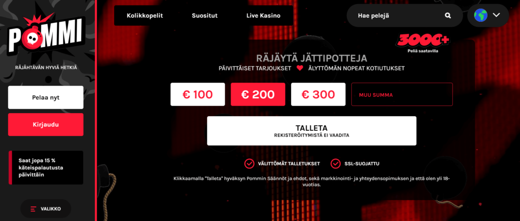 Pommi Casino ulkoasu