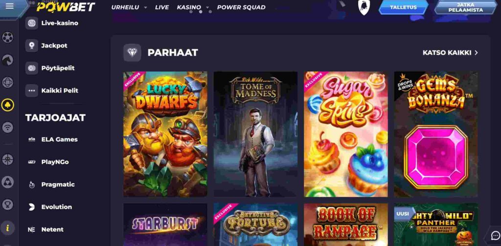 PowBet Casinon etusivu