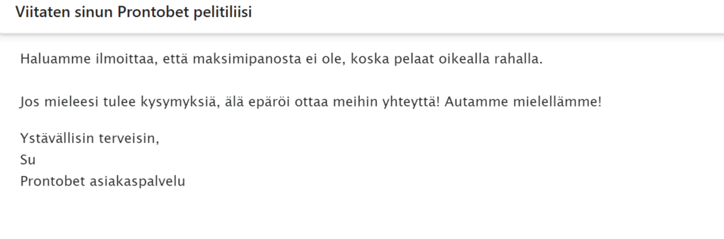 Prontobet asiakaspalvelu