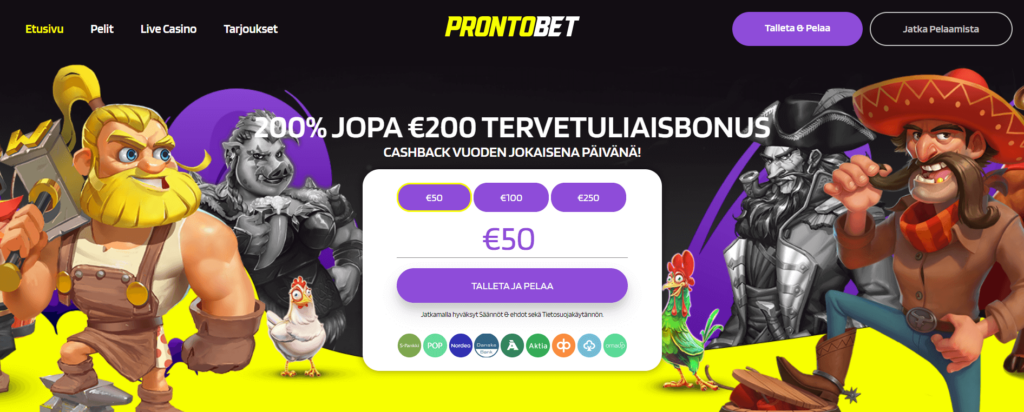 prontobet tervetuliaisbonus