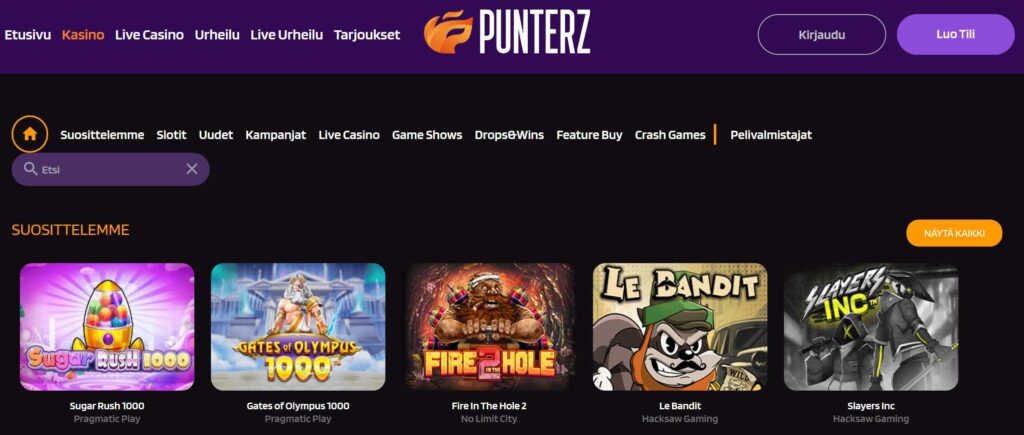 Punterz Casino pelit