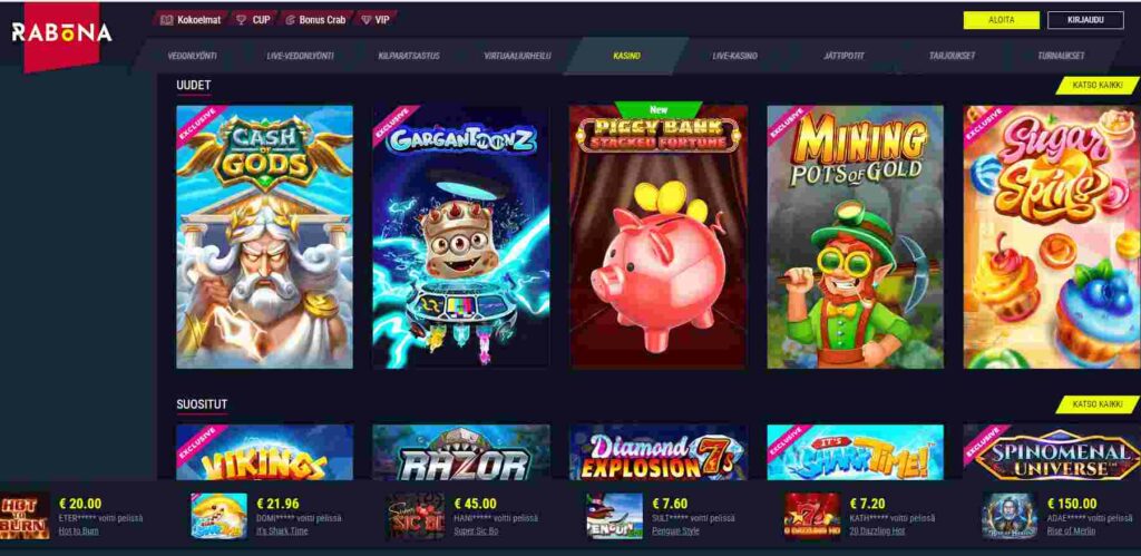 Rabona Casinon pelit