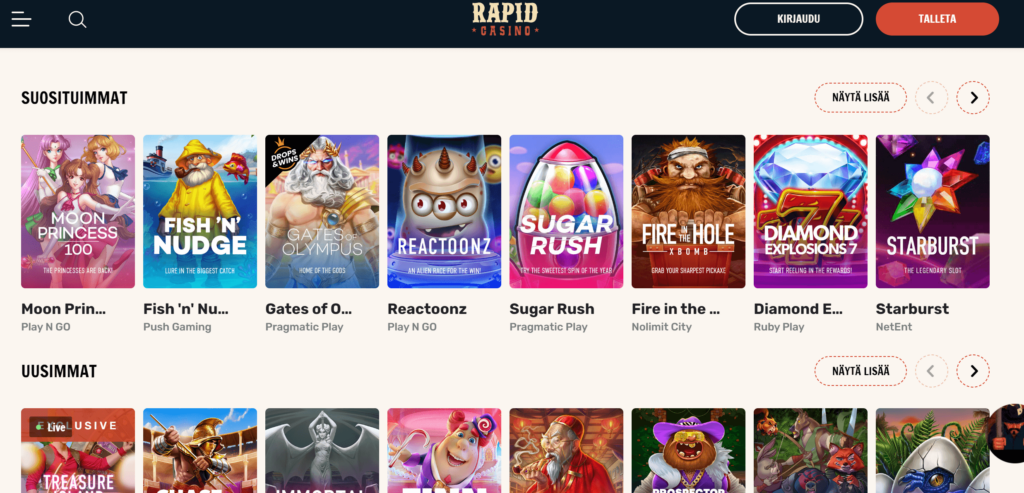 Rapid Casinon etusivu