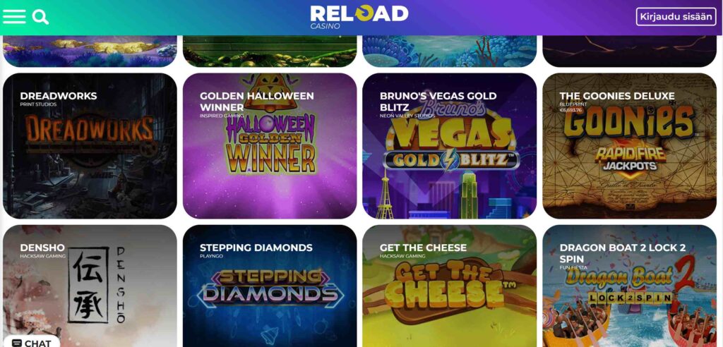 Reload Casino ulkoasu