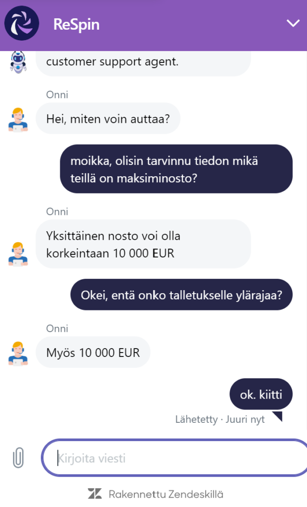 ReSpin asiakaspalvelu