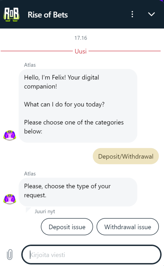 Riise of Bets asiakaspalvelu