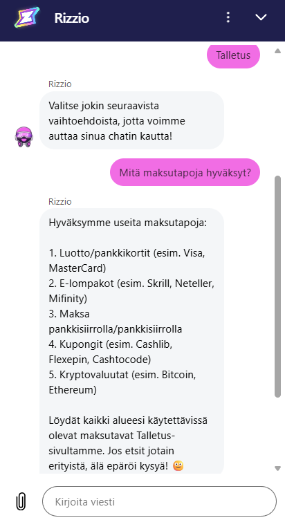 rizzio casino asiakaspalvelu