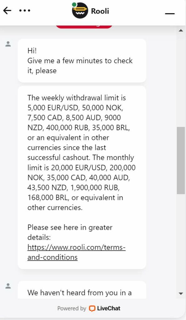 Rooli Casino asiakastuki