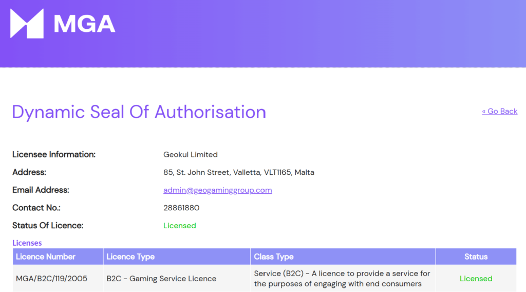 Saletti Kasino lisenssi