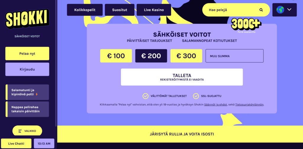 Shokki Casino ulkoasu