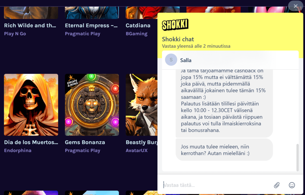 Shokki Kasino asiakastuki