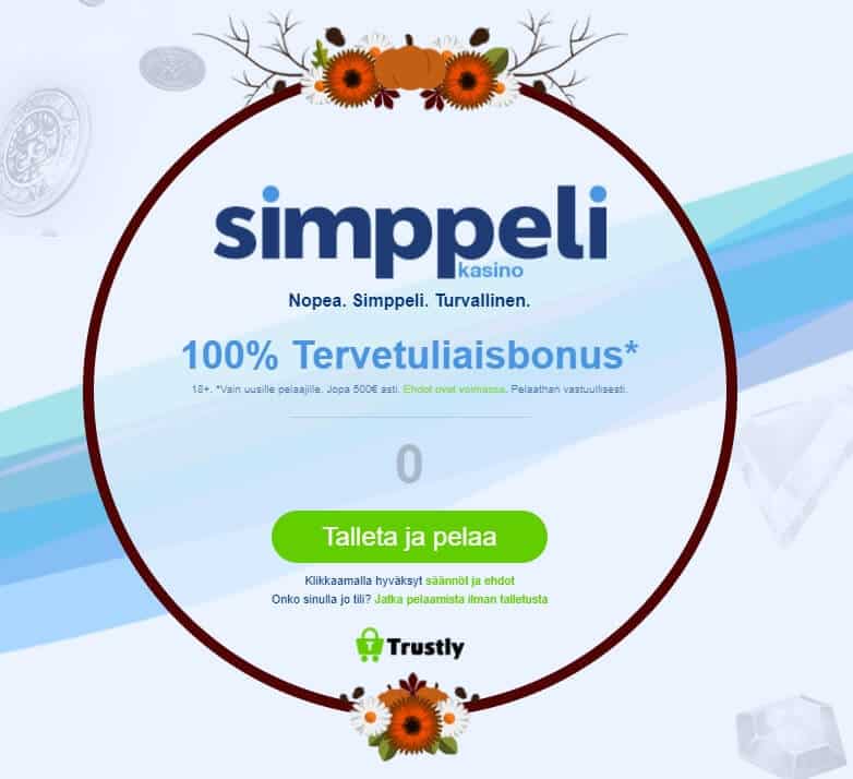 Simppeli Kasino kotiutus ja talletus