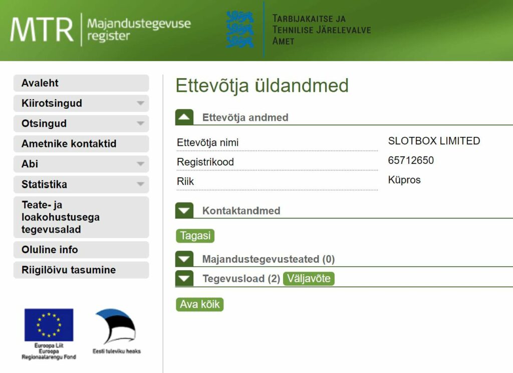 Slotbox Casino lisenssi