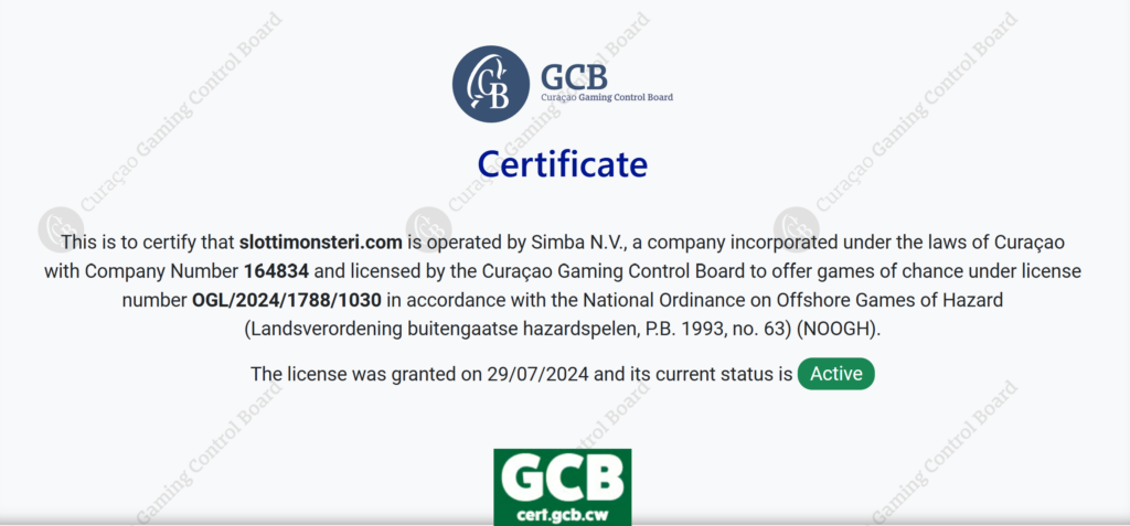 SlottiMonsteri lisenssi