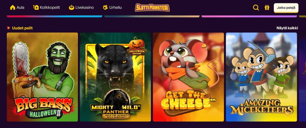 SlottiMonsteri pelivalikoima