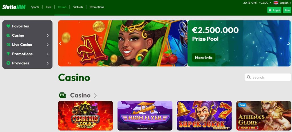 SlottoJAM Casino pelivalikoima