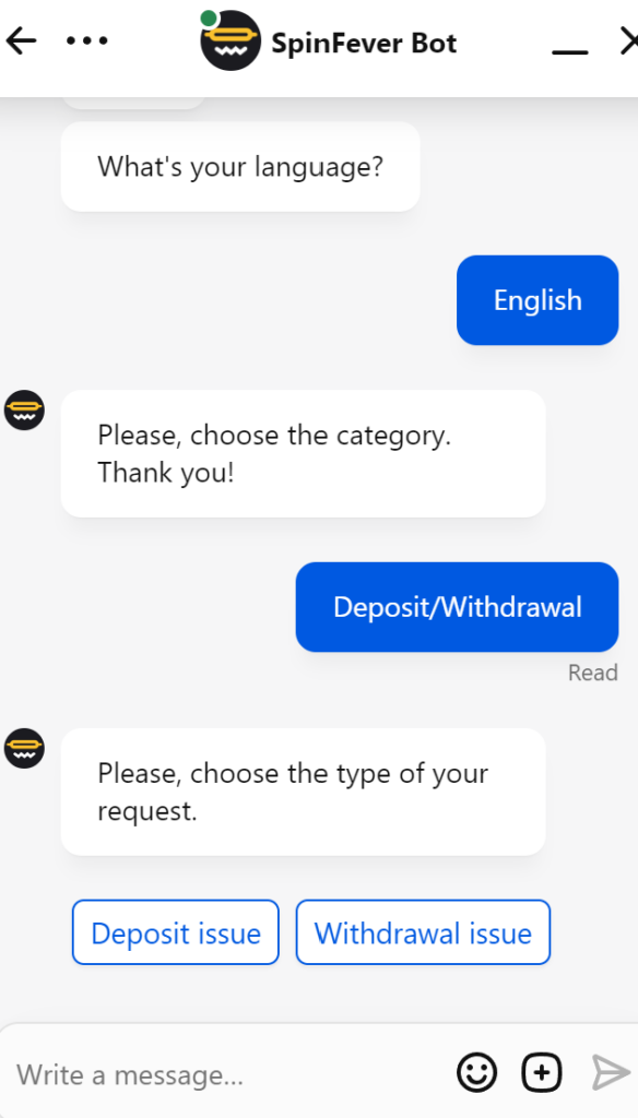 SpinFever Casino asiakaspalvelu