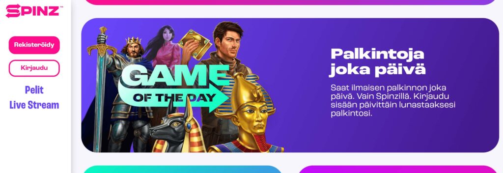 Spinz Casino ulkoasu