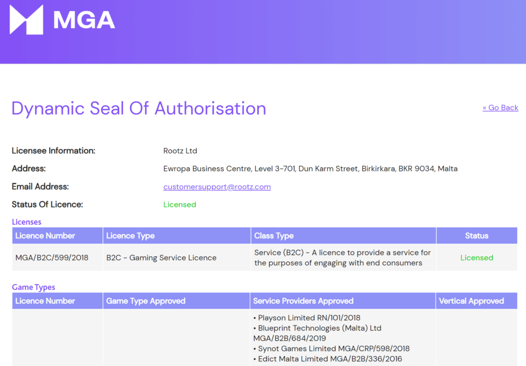 Spinz Casinon lisenssi