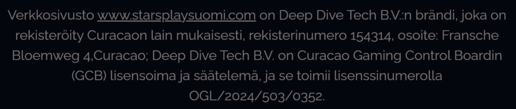 starsplaysuomi lisenssi