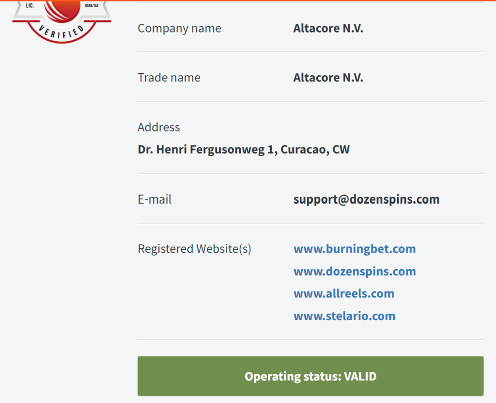 Stelario Casinon lisenssi