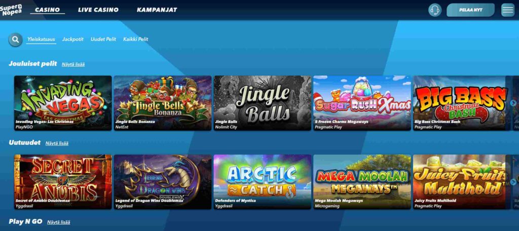SuperNopea Casinon pelejä