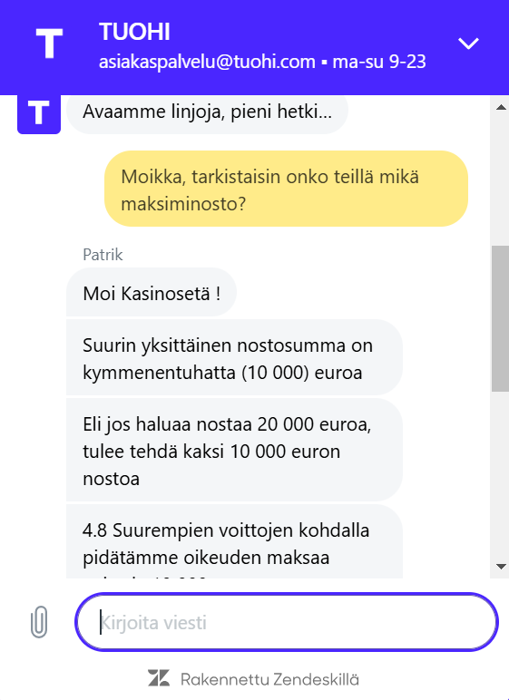 Tuohi Casino asiakastuki