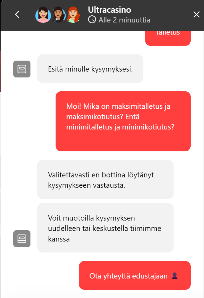 Ultra Casinon asiakaspalvelu