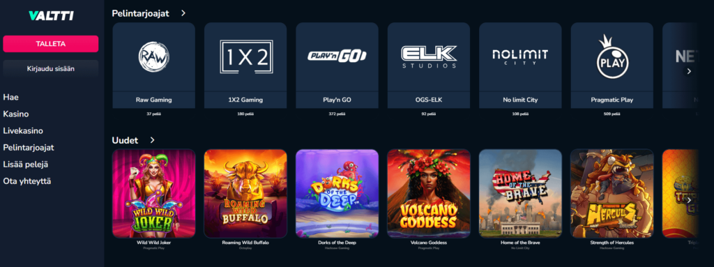 Valtti Kasino ulkoasu