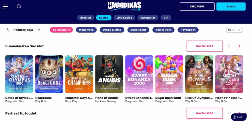 Vauhdikas Kasino pelit