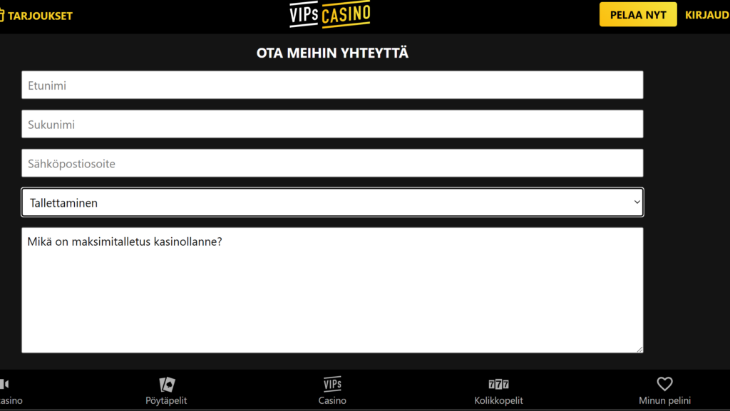 Vips Casinon asiakaspalvelu