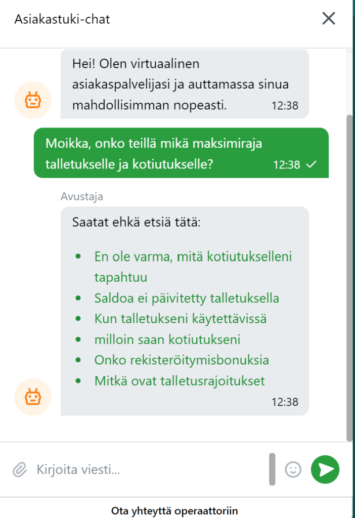 VivatBet asiakaspalvelu